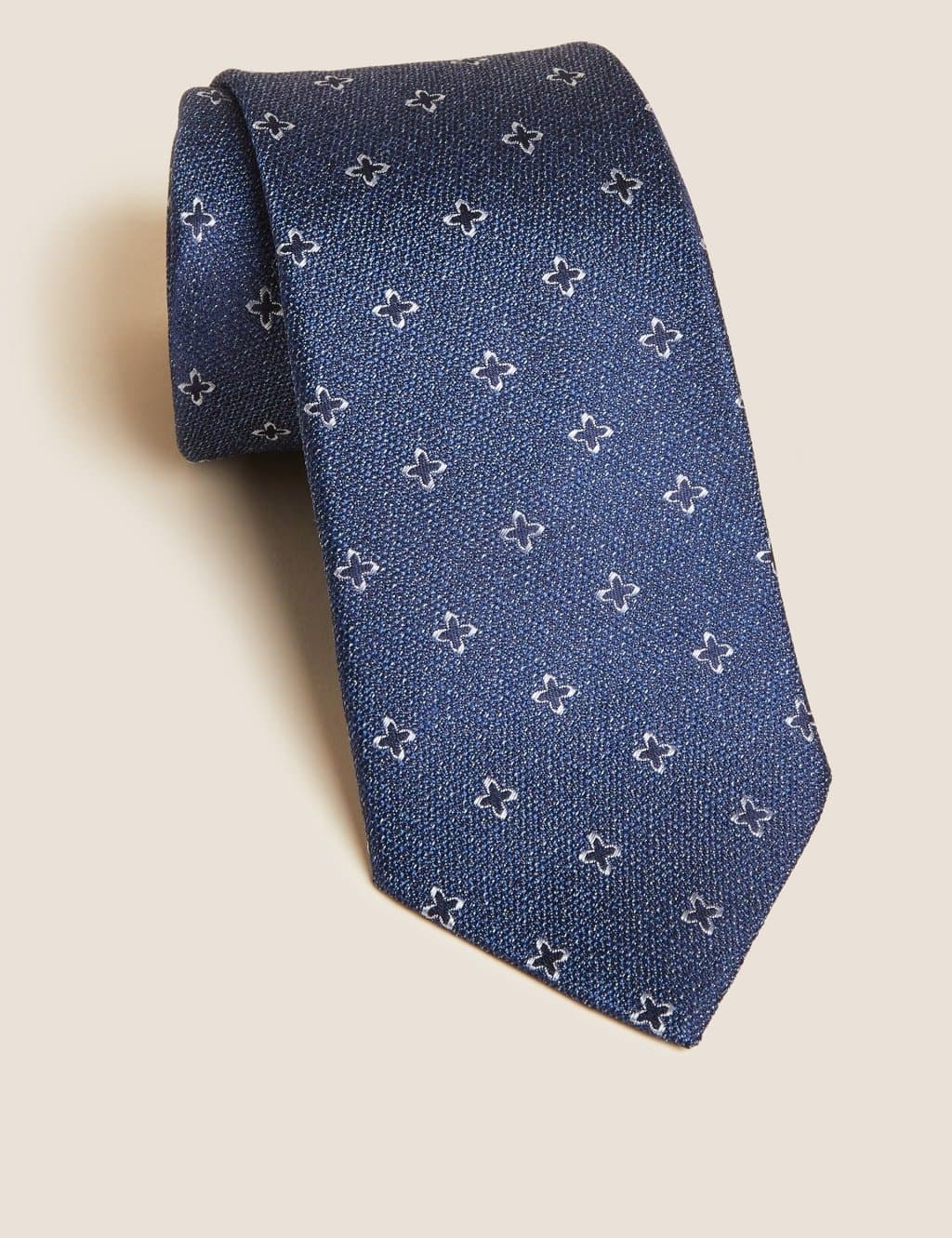 Marks & Spencer M&S Slim Pure Silk Foulad Tie Denim