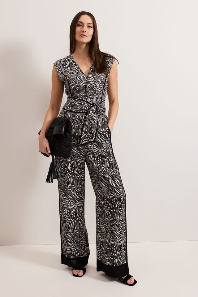 Phase Eight Phase Eight Women's Mariana Tie-Waist Printed Linen Top in Black - 3