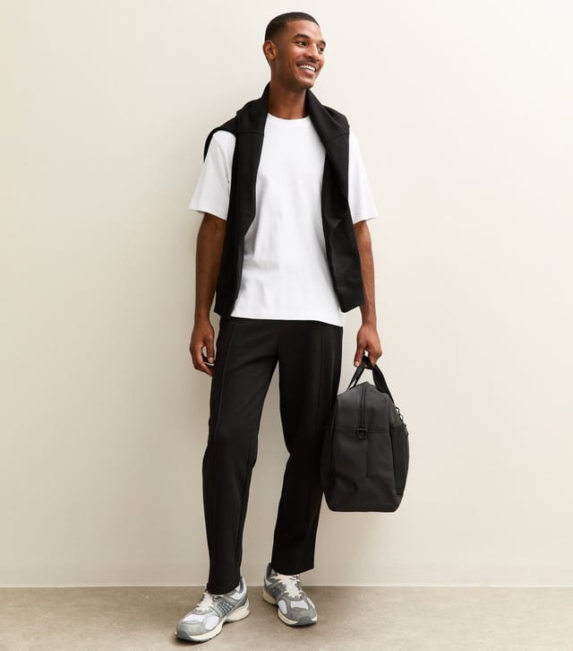 New Look Men's Black Regular Pintuck Jersey Straight Leg Joggers New Look - 2
