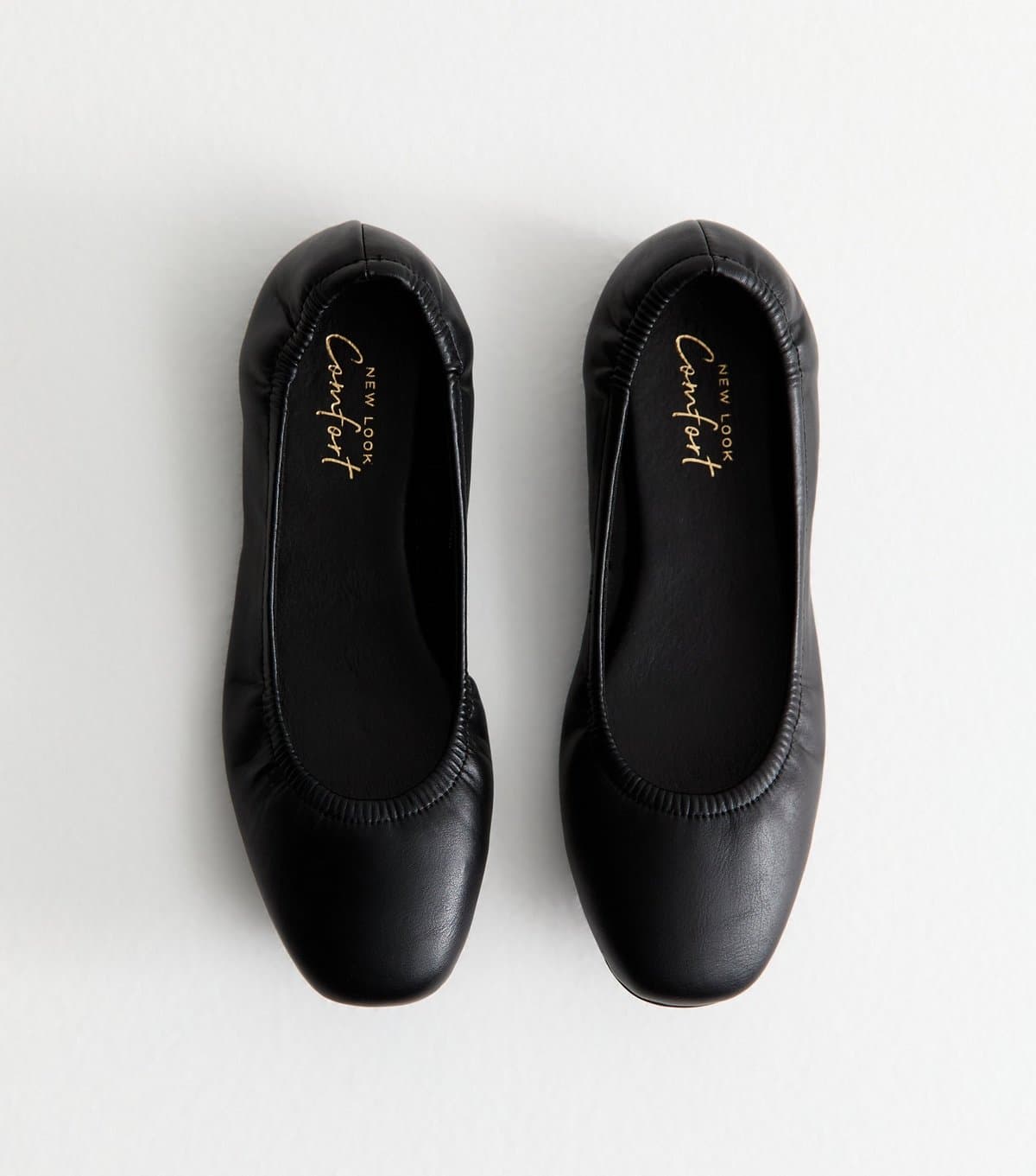 New Look Women's Black Faux Leather Scrunch Ballet Flats New Look