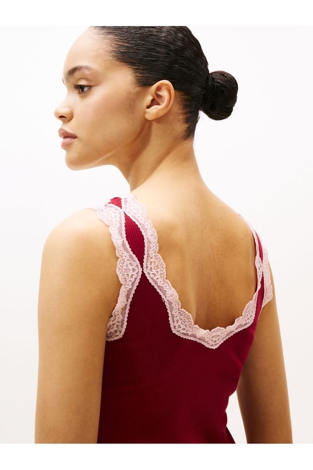 Tommy Hilfiger Tommy Hilfiger Women's Ess. Lace Cami Short Pj Set Rouge in Red - 2