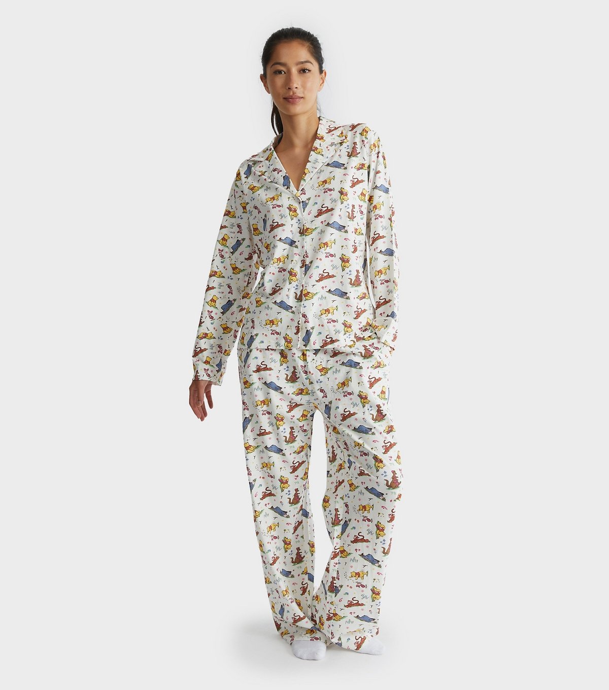 Skinnydip Women's Cream Winnie The Pooh Print Shirt and Trousers Pyjama Set Skinnydip New Look - 2