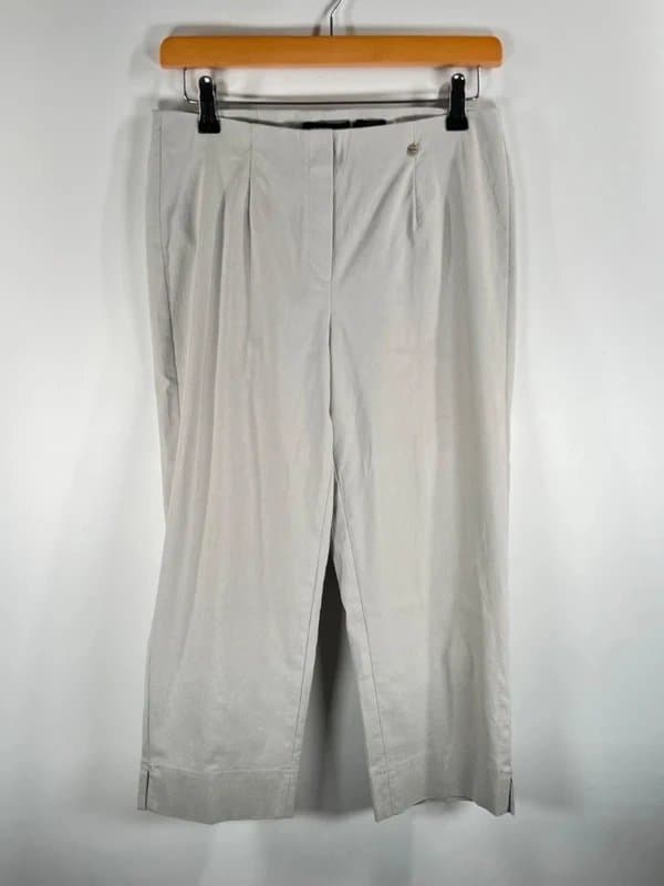 Robell Robell Marie 07 Trousers UK 12 Grey Crop Pull On Stretch Trousers