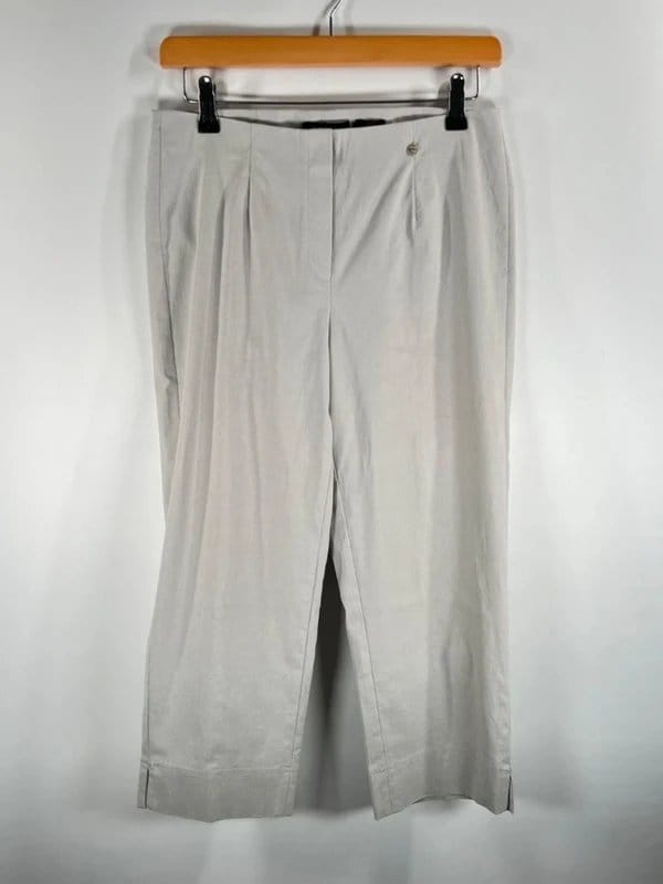 Robell Marie 07 Grey Stretch Crop Pull-On Trousers UK 12
