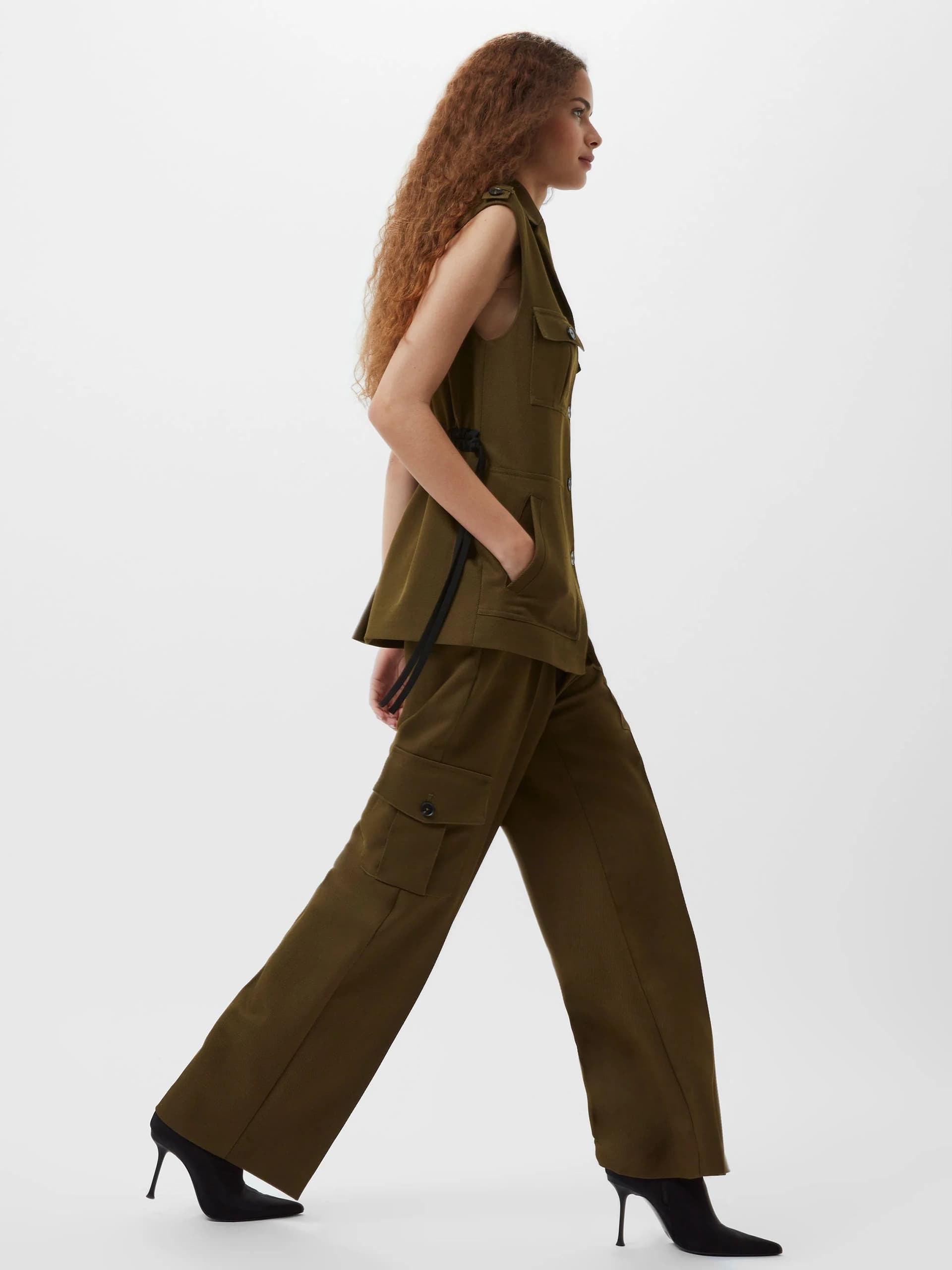 French Connection Florence Twill Waistcoat Khaki