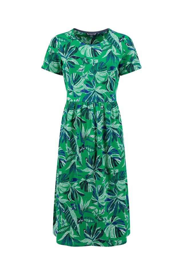 Weird Fish Weird Fish Women's Celsia Printed Jersey Scoop Midi Dress in Green - 2
