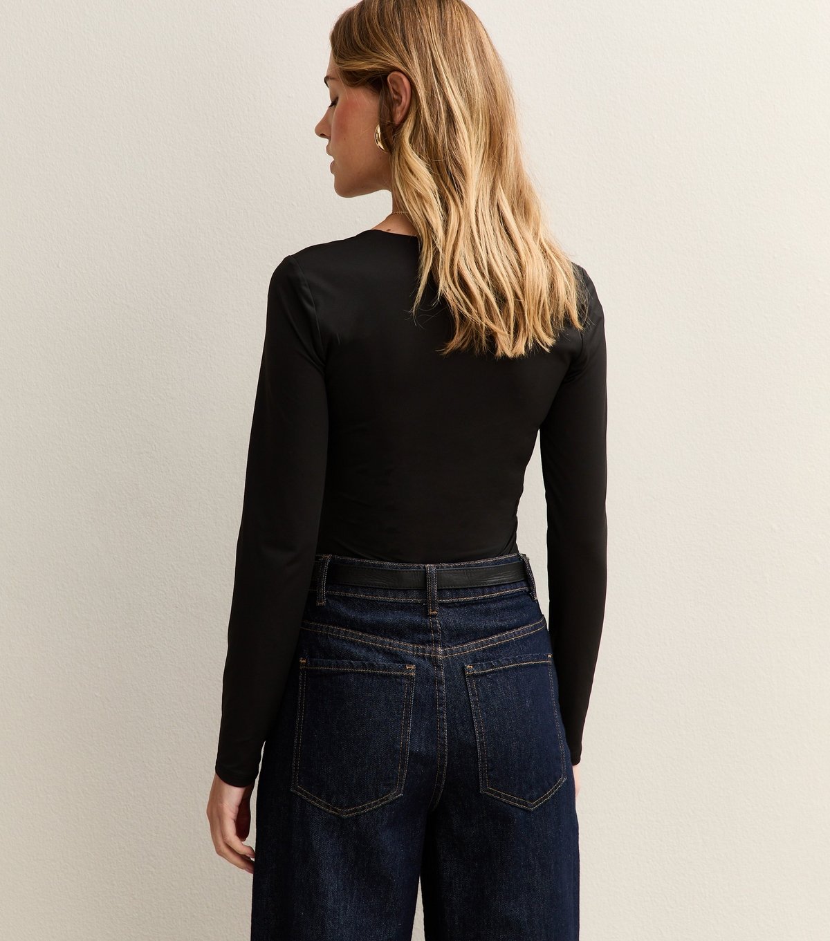 New Look Women's Black Slinky Square Neck Long Sleeve Bodysuit New Look - 4