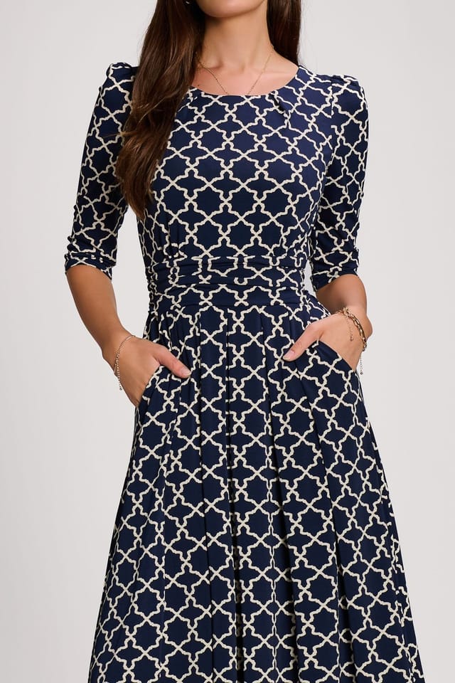Jolie Moi Jolie Moi Women's Printed Jersey Maxi Dress with 3/4 Sleeve - 3
