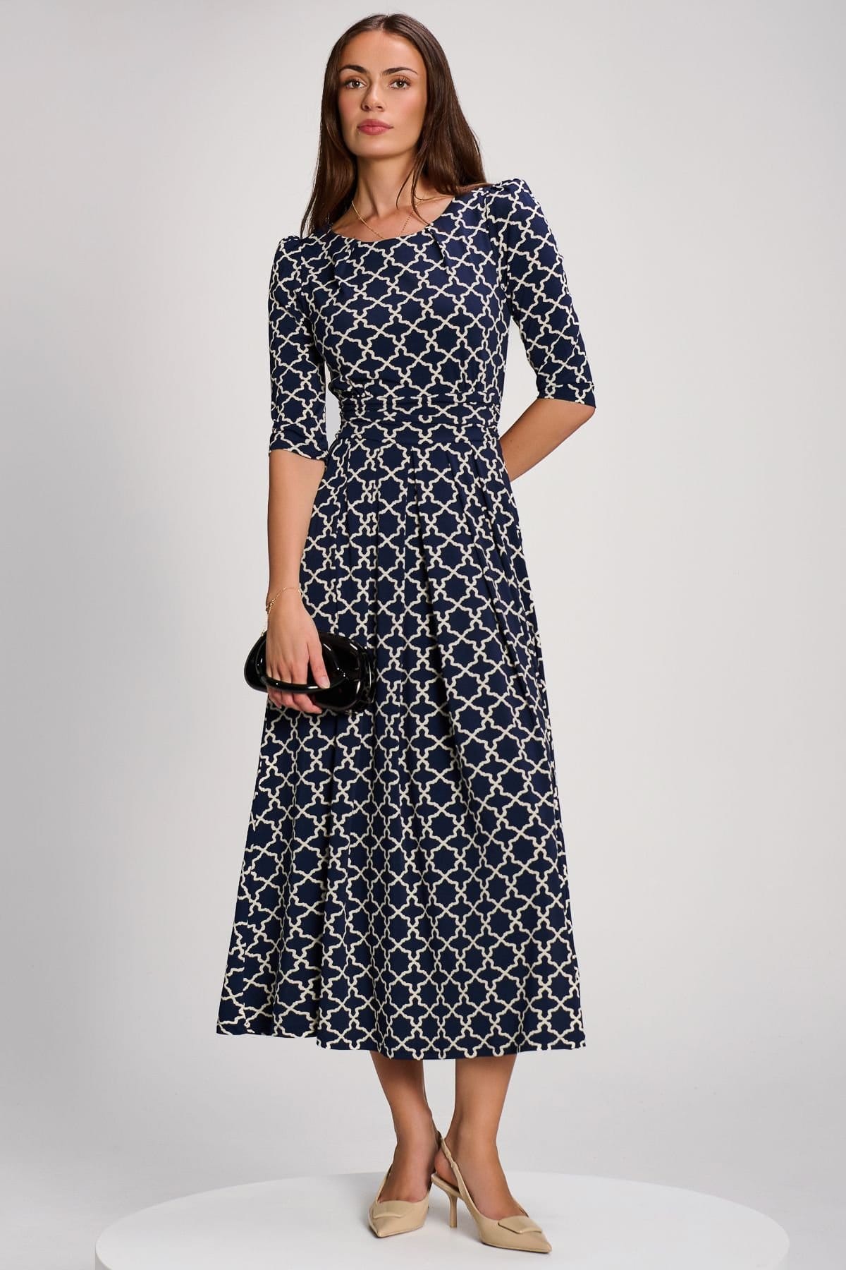 Jolie Moi Jolie Moi Women's Printed Jersey Maxi Dress with 3/4 Sleeve - 4