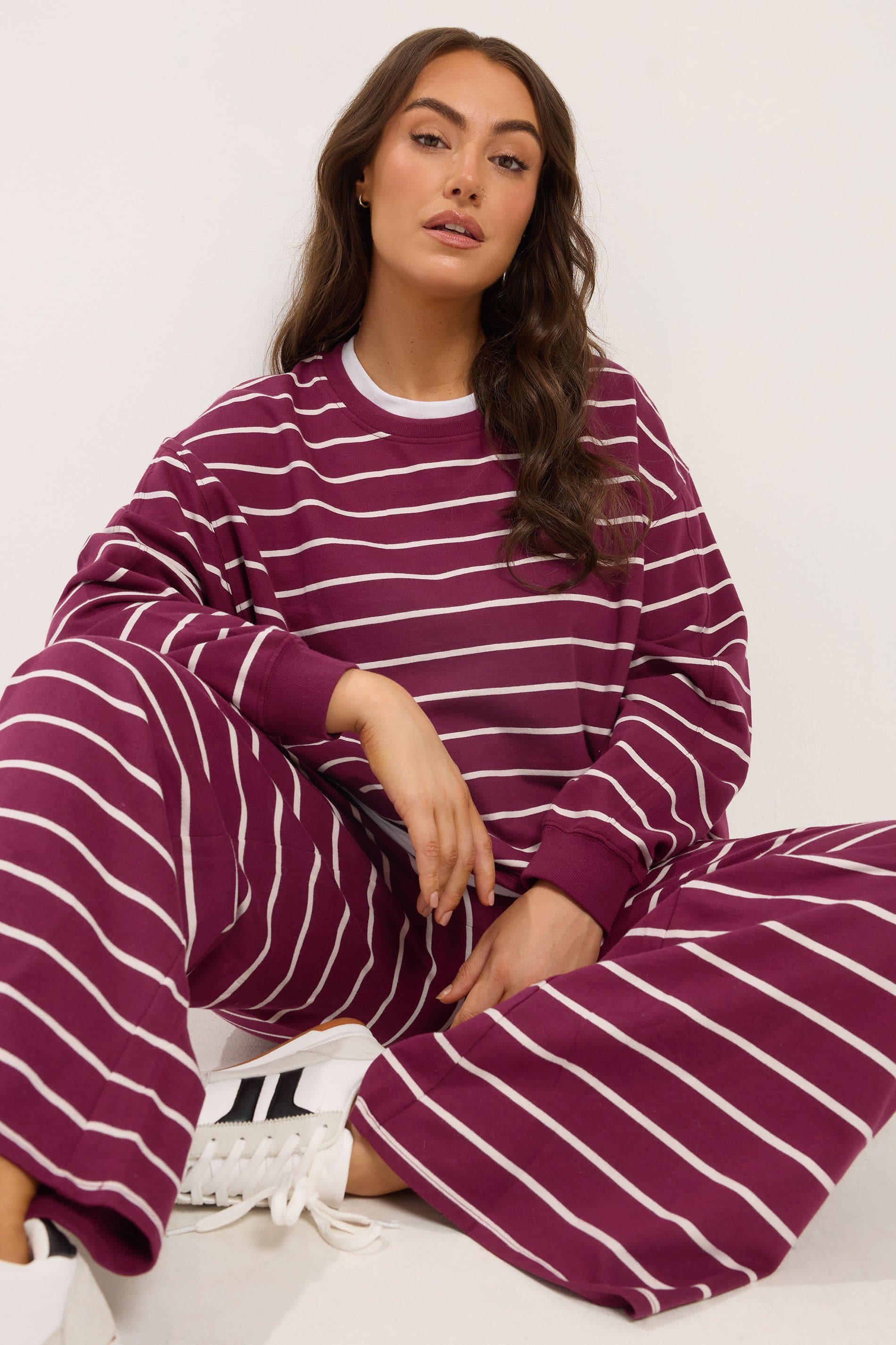 Yours Plus Size Red 2In1 Stripe Trouser Coord Set