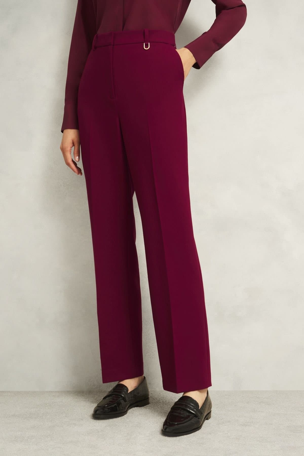 Hobbs London Hobbs London Burgundy Straight-Leg Trousers