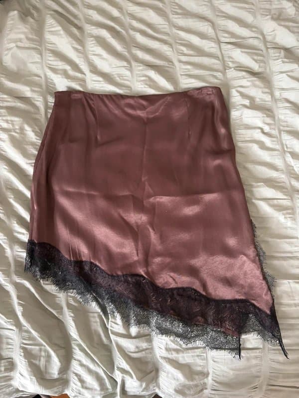 Bershka Asymmetrical Lace Sateen Mini Skirt - Bershka