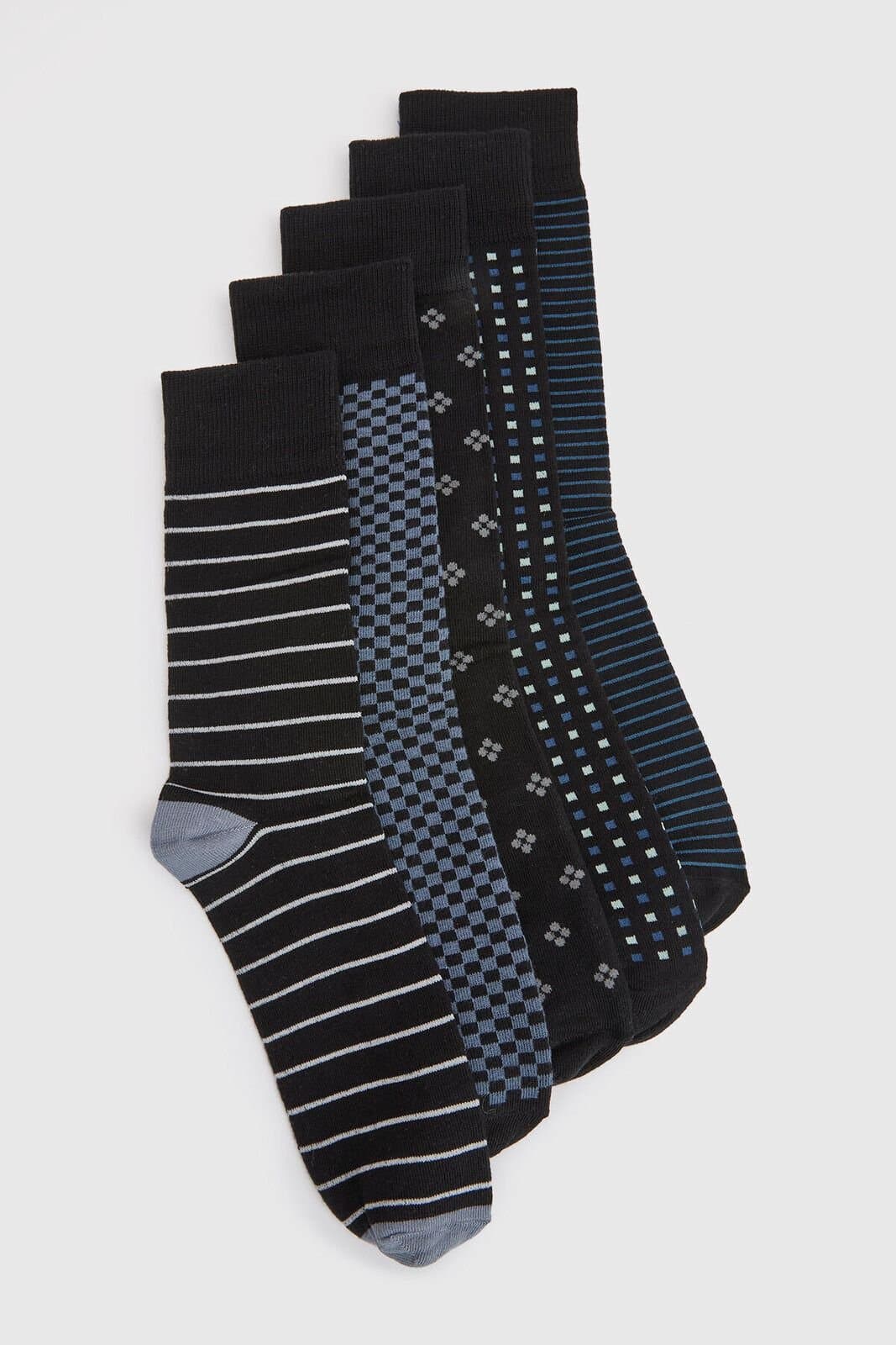 Burton Burton Men's Dark Blue 5 Pack Patterned Socks