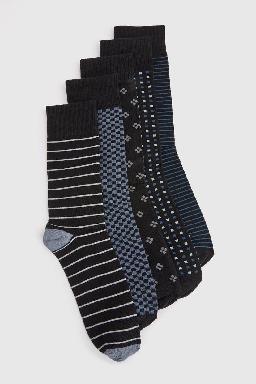 Burton Burton Men's Dark Blue 5 Pack Patterned Socks - 1