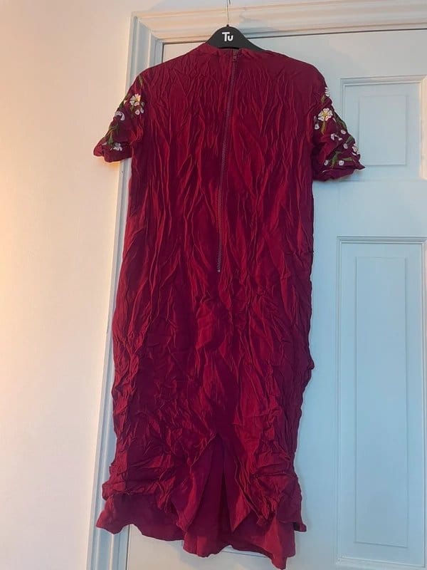ASOS Maternity Embroidered Dress in Dark Magenta