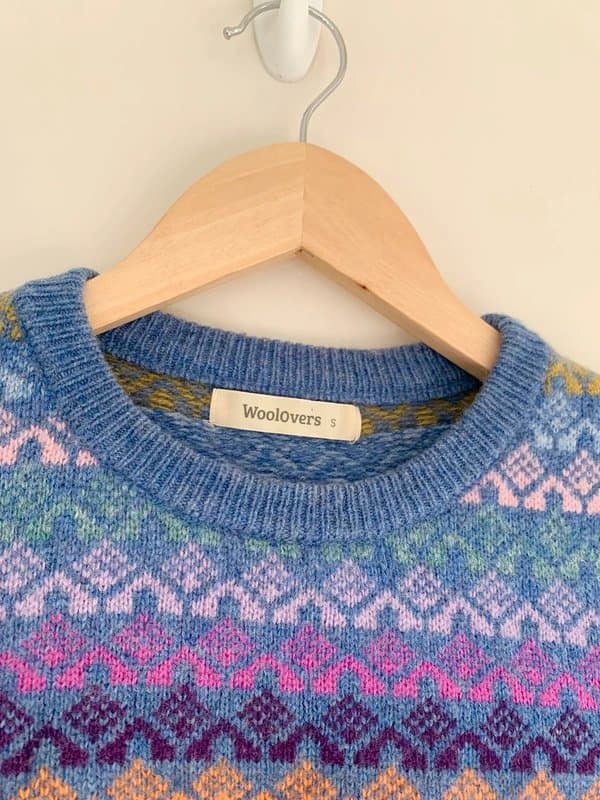 WoolOvers WoolOvers 100% Lambswool Fair Isle Jumper – Button Neck Detail – Size S