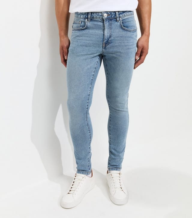 New Look Men's Light Blue Cotton Rich Skinny Fit Jeans New Look - 3