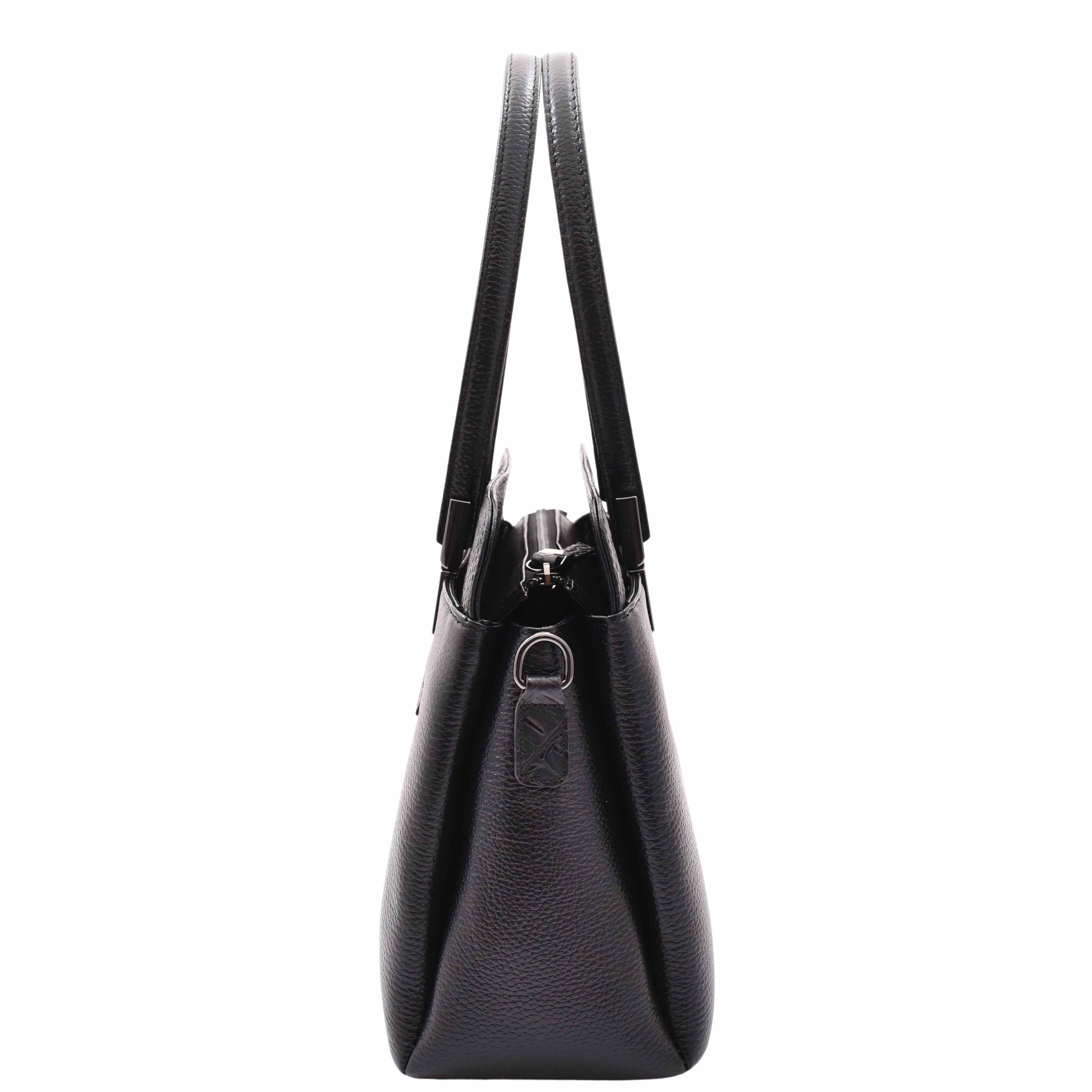 House of Leather House of Leather Women's Womens Real Leather Handbag Grab Handle Mid Size Bag Edna Black - 4