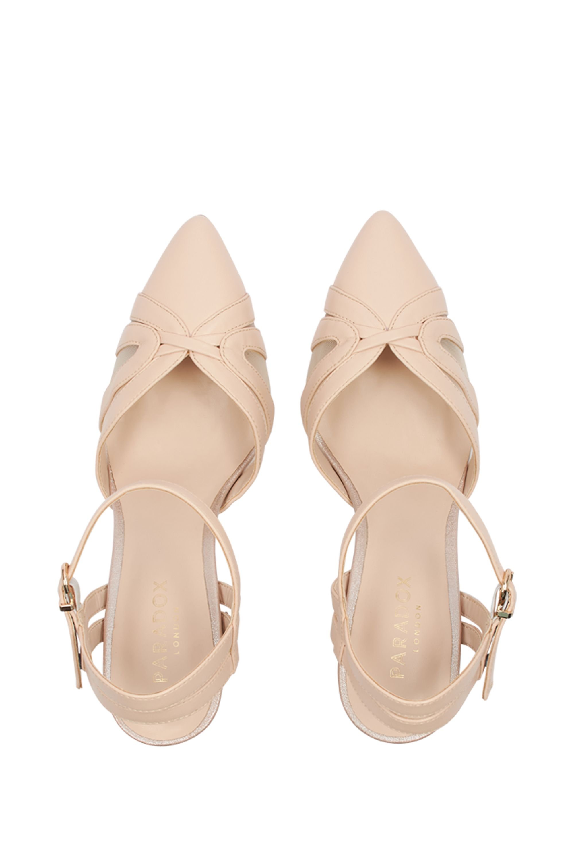 Paradox London Paradox London Women's 'Kimora' Block Heel Pointed Court Shoes in Nude - 3