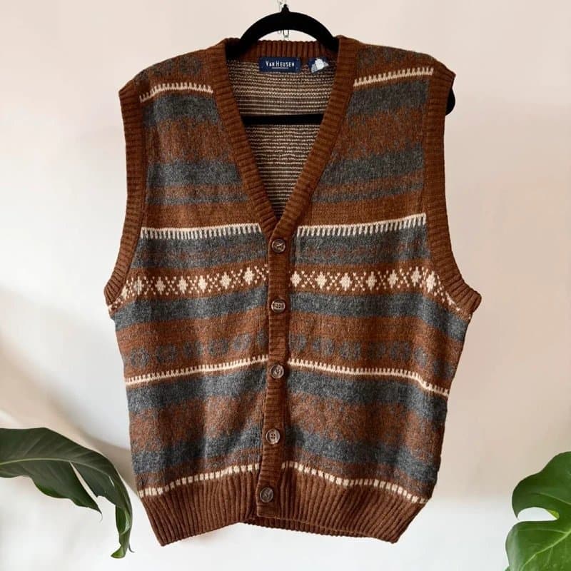 Van Heusen Van Heusen brown fair isle knit sweater vest