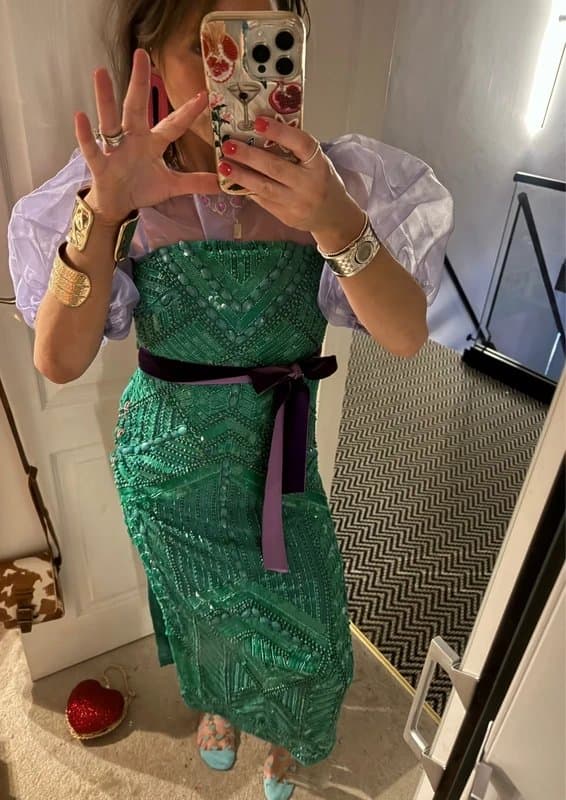 ASOS Heavyweight Embellished ASOS Green mermaid Turquoise Sequin Sparkle Strapless cocktail Party Dress