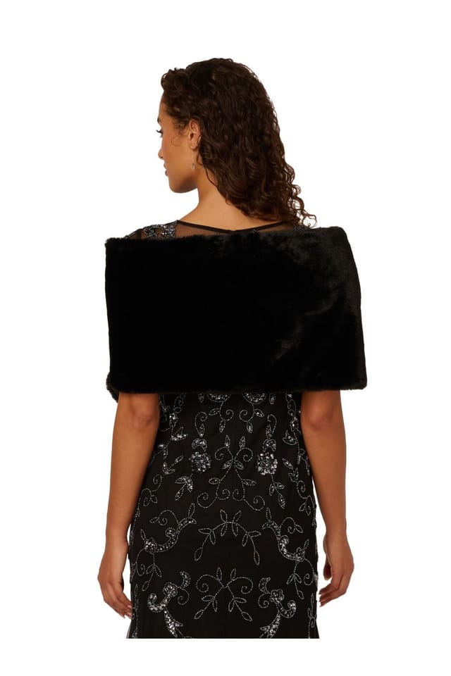 Adrianna Papell Adrianna Papell Women's Faux Fur Bow Coverup in Black - 3