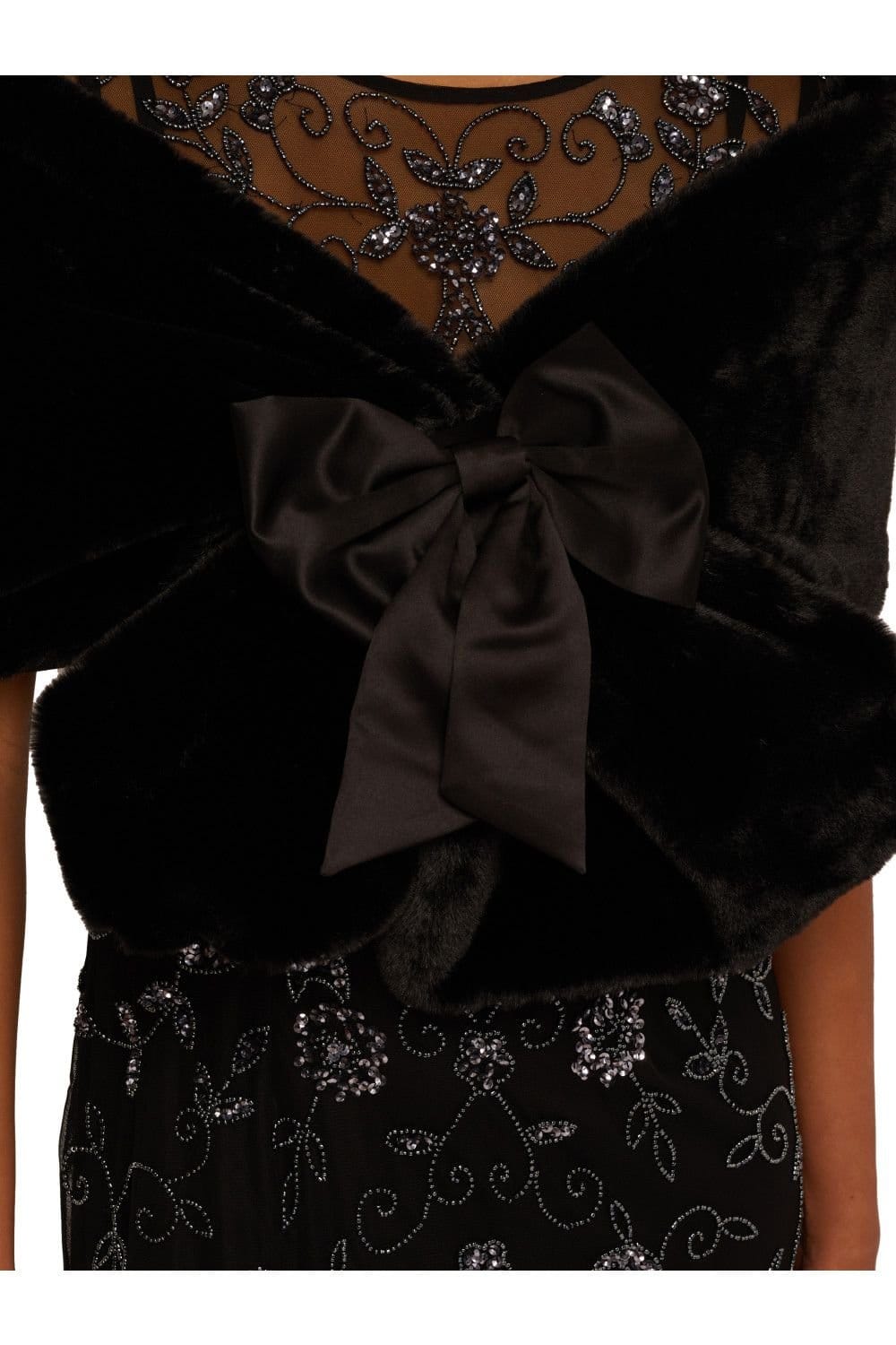 Adrianna Papell Adrianna Papell Women's Faux Fur Bow Coverup in Black - 4