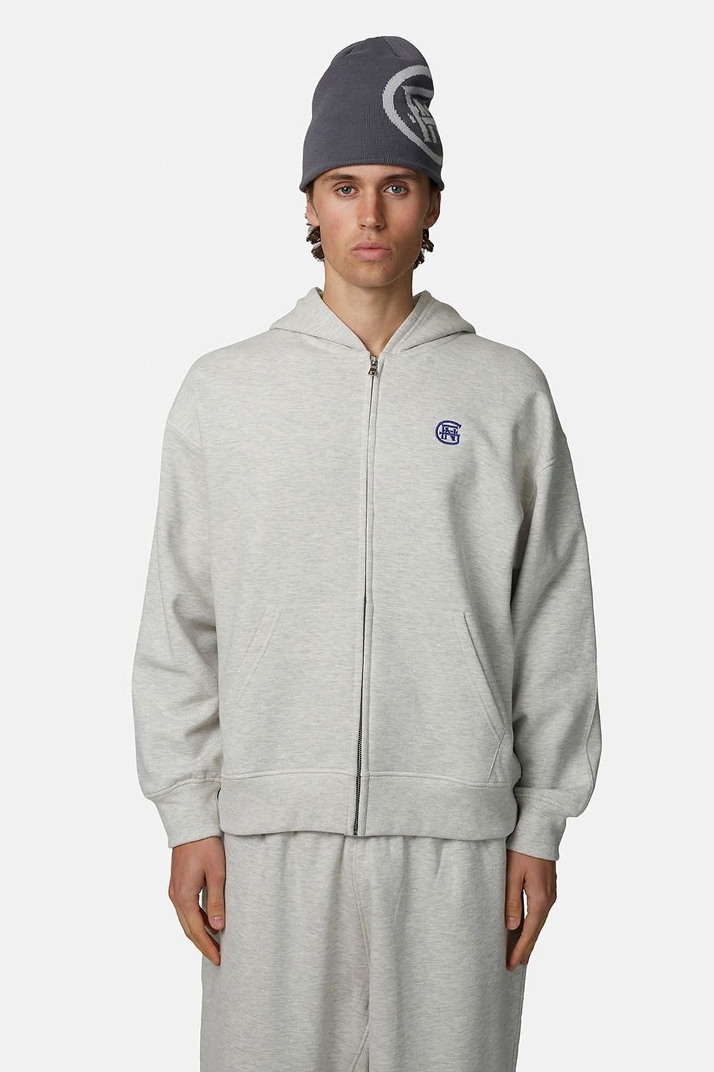 Good For Nothing Good For Nothing Men's Relaxed Fit Zip Through Hoodie in Grey - 1