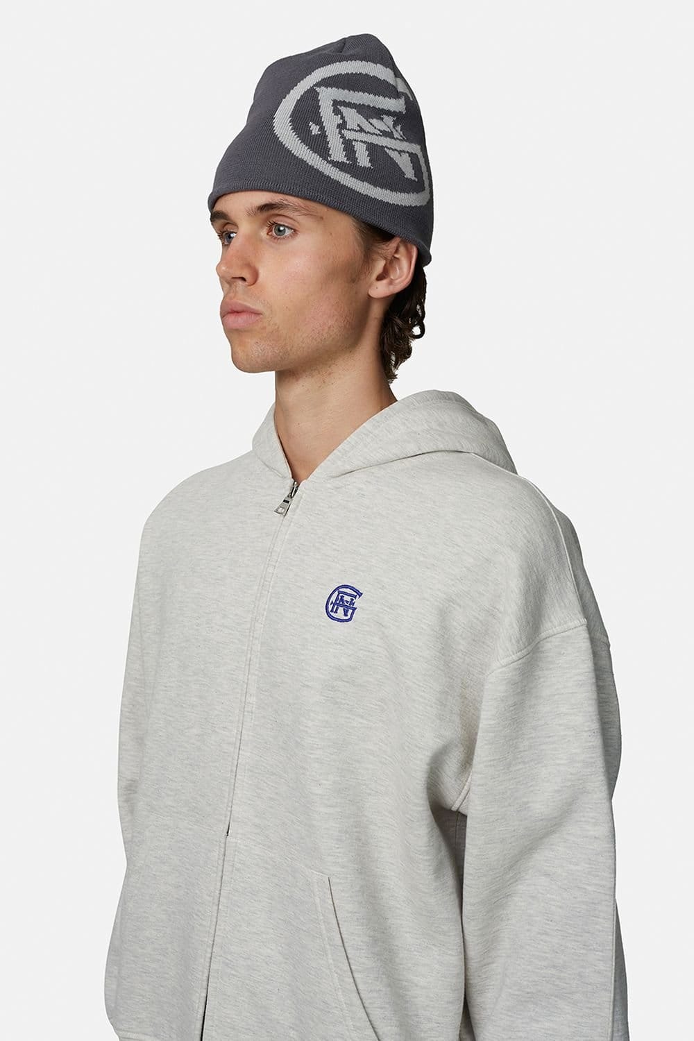 Good For Nothing Good For Nothing Men's Relaxed Fit Zip Through Hoodie in Grey - 4