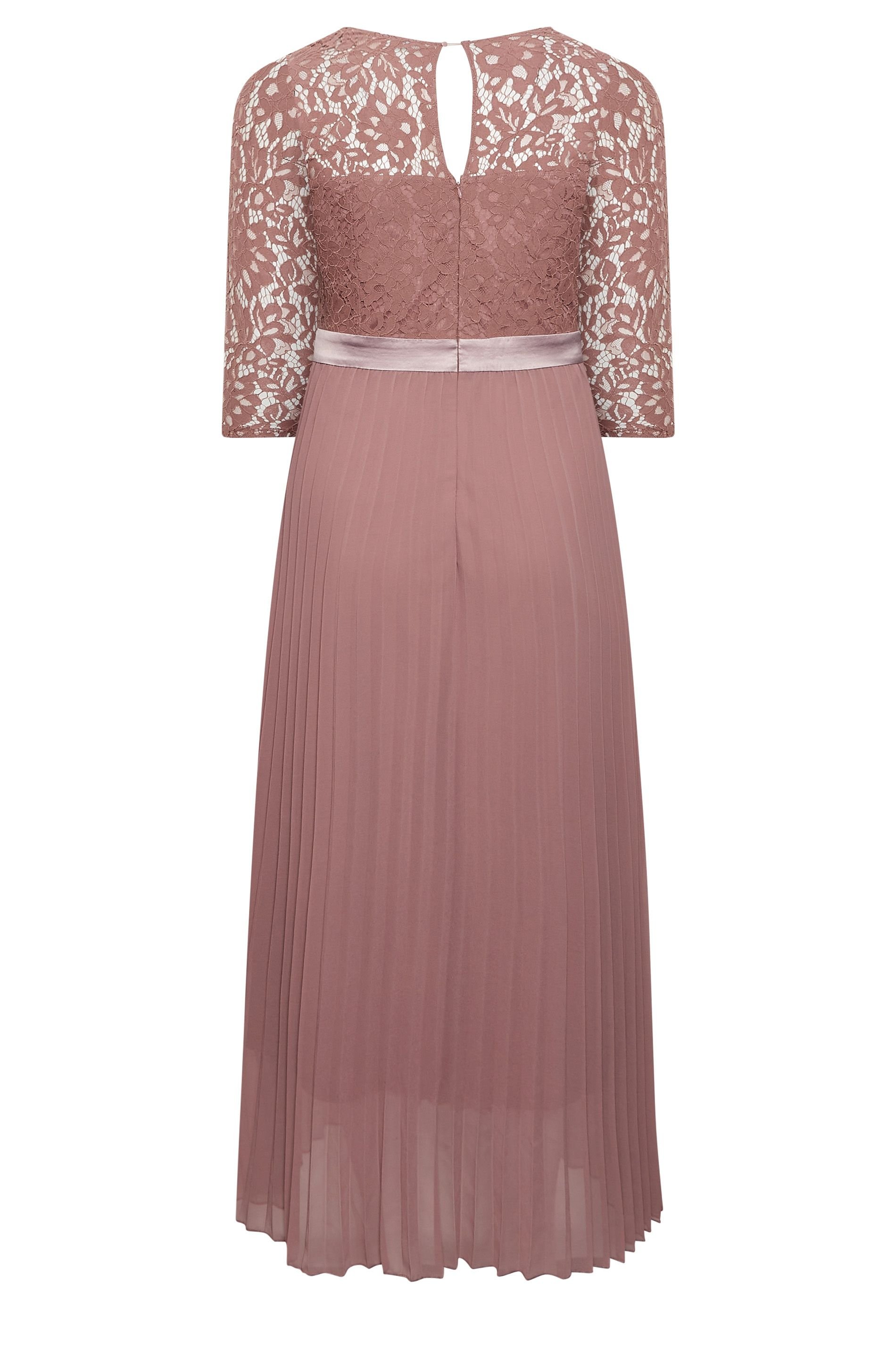 Yours Yours Women's Lace Pleated Maxi Dress in Light Pink - 3