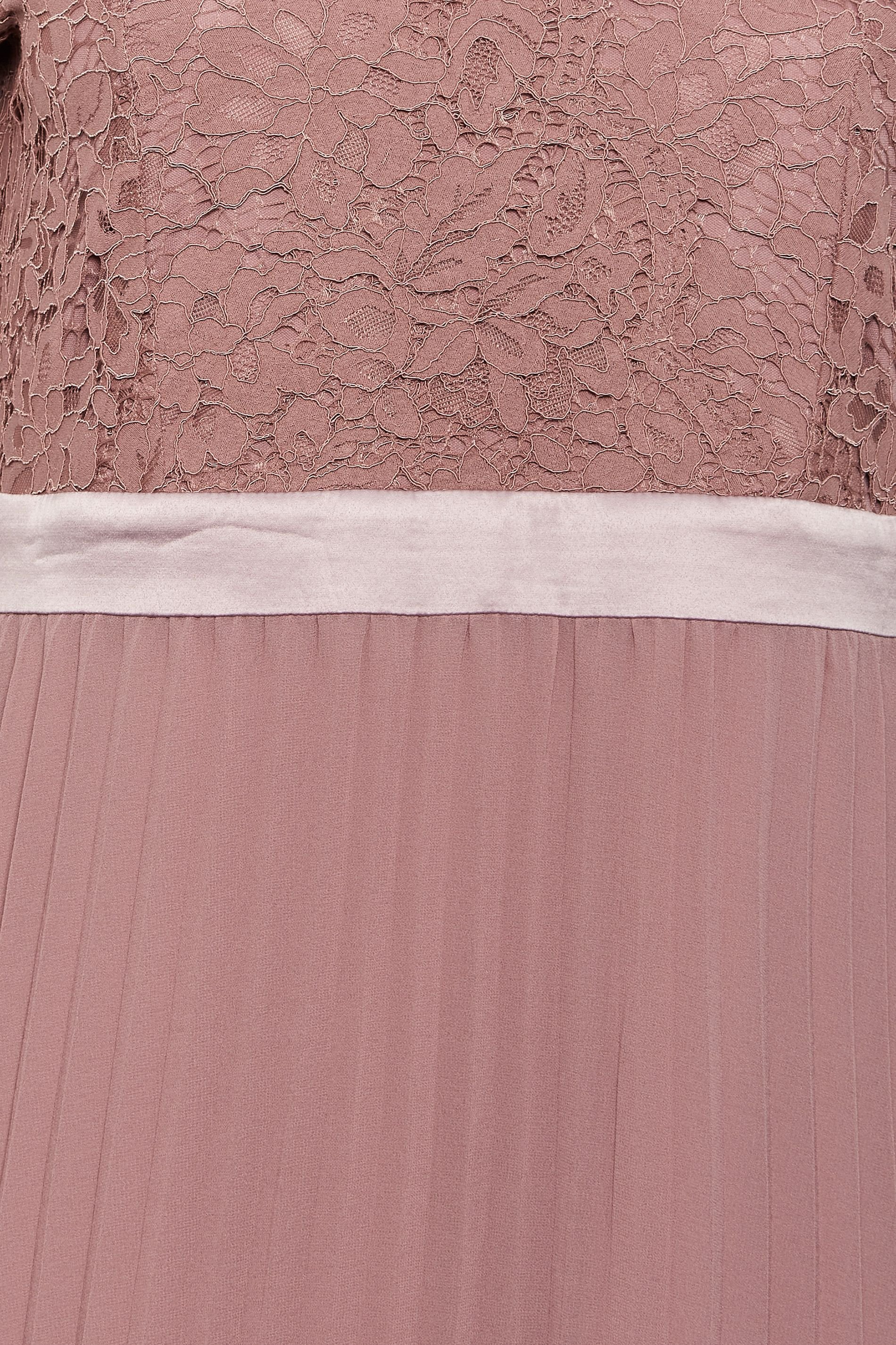 Yours Yours Women's Lace Pleated Maxi Dress in Light Pink - 4