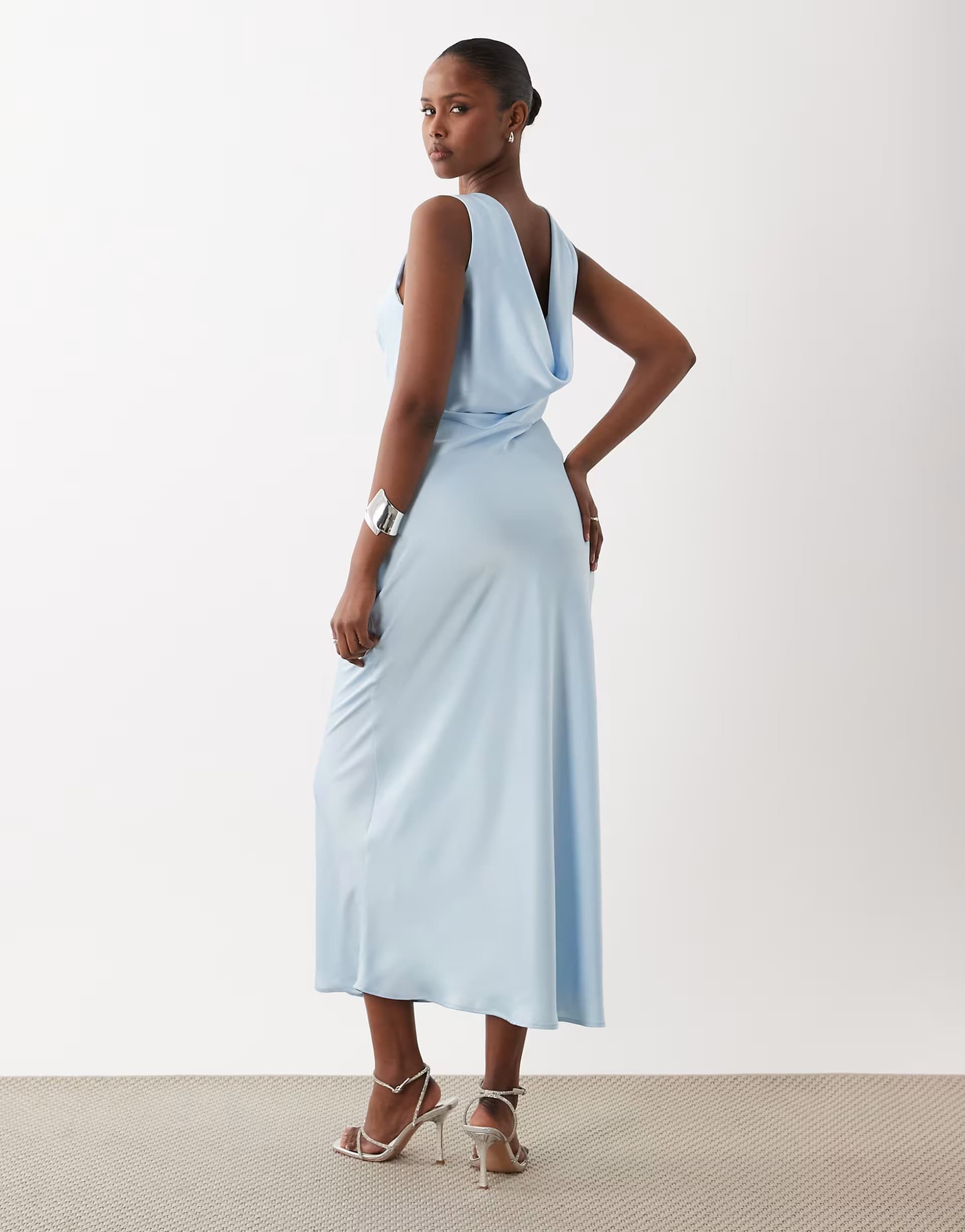 ASOS Vila cowl back satin maxi dress in light blue