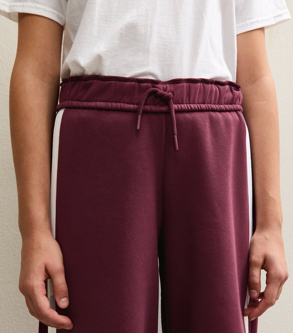 New Look Girls' Dark Burgundy Contrast Trim Super Wide Leg Joggers New Look - 3