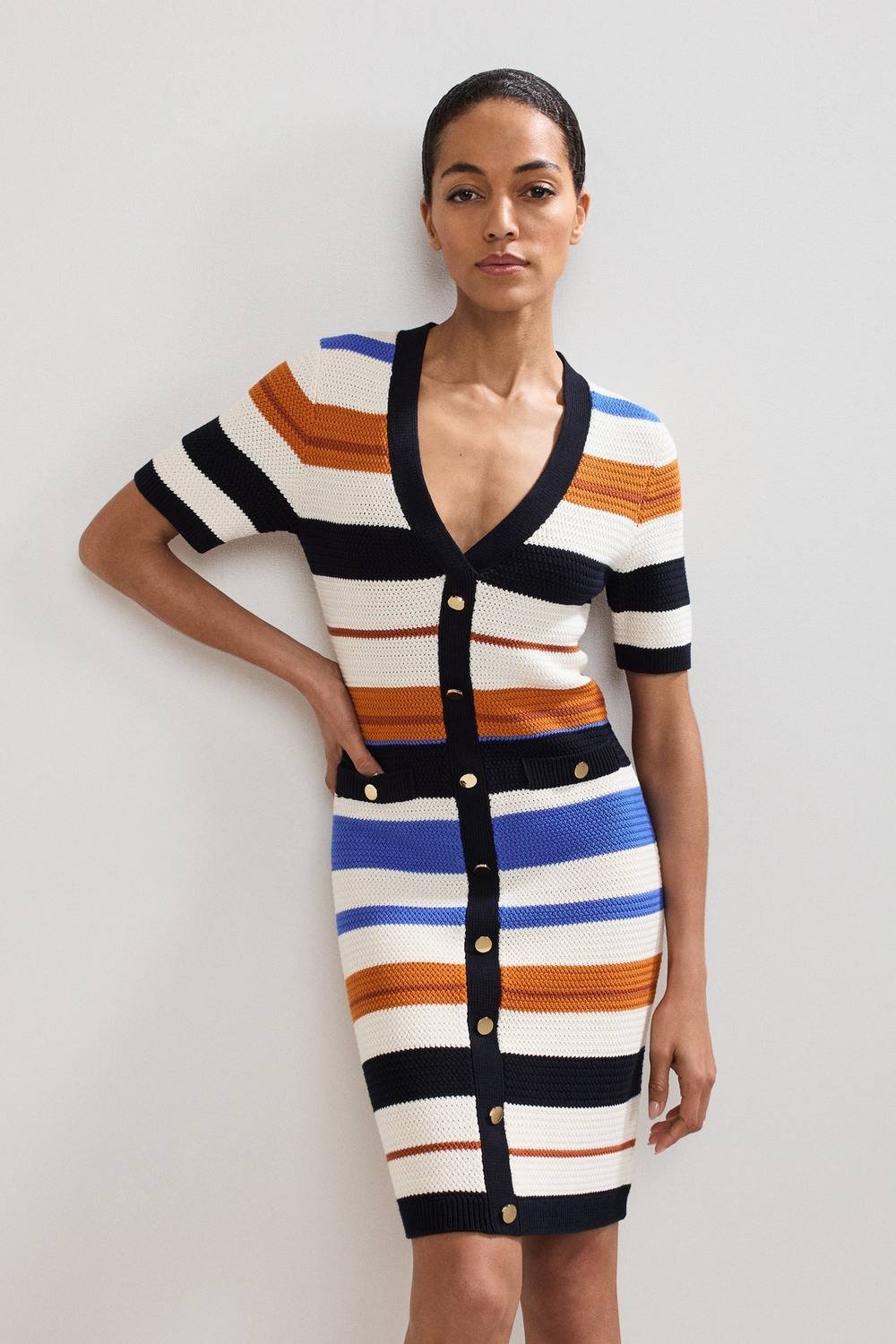 Phase Eight Phase Eight Women's Bridget Stripe Crochet Dress in Pale Pink - 2