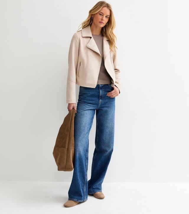 New Look Women's Tall Stone Faux Suede Biker Jacket New Look - 3