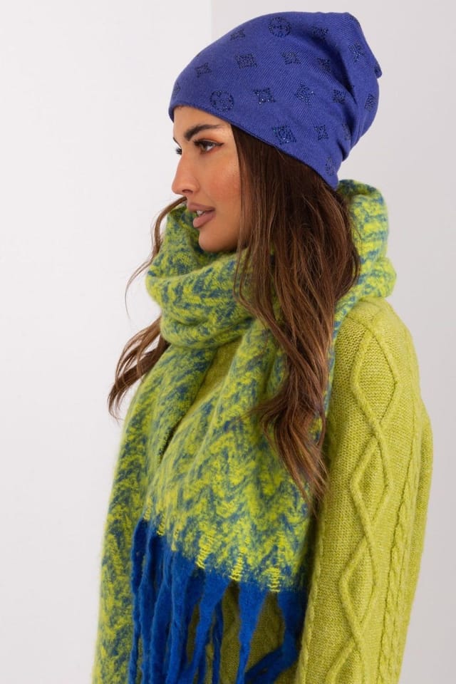 Love Lace Love Lace Women's Warm Winter Beanie Hat with Cashmere Touch & Decorative Jet Trim in Blue - 2