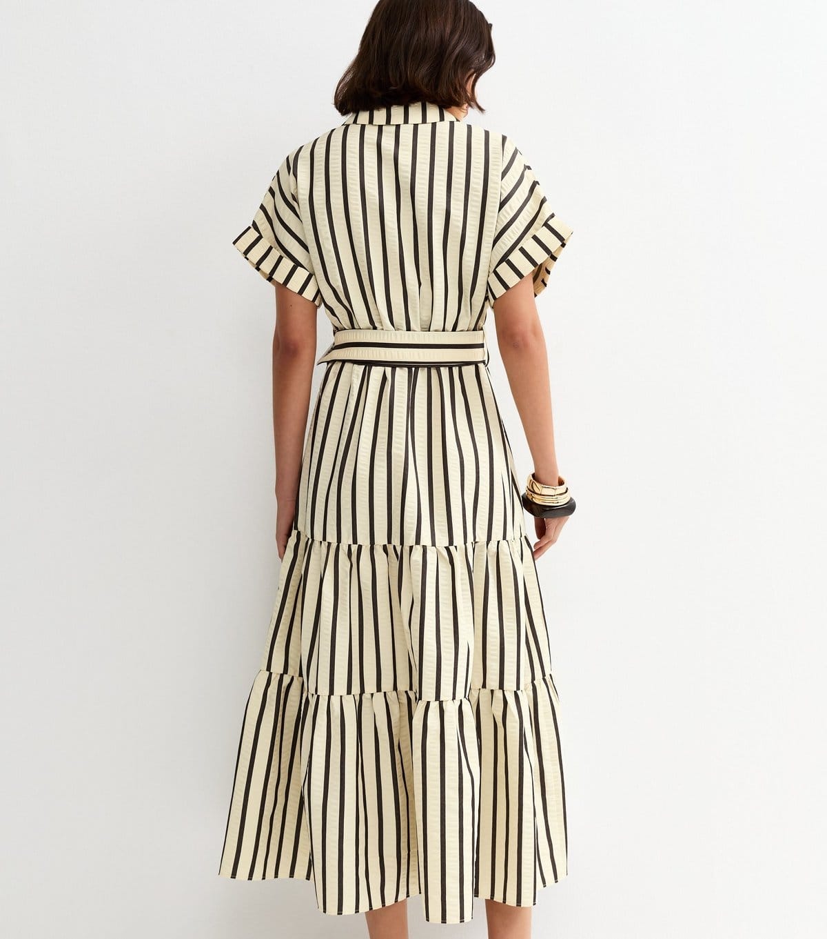 New Look Women's Cream Stripe Shirt Raffia Buckle Midi Dress New Look - 4