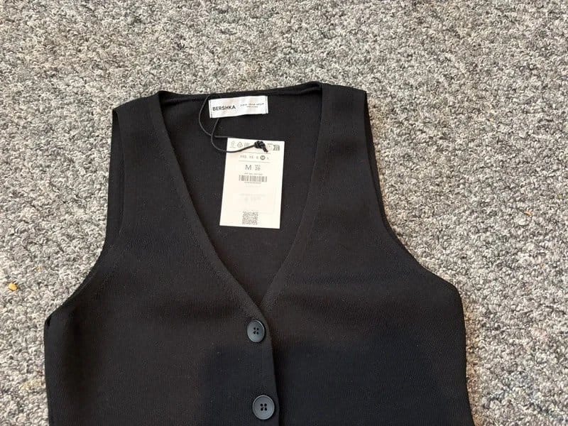 Bershka Black Buttoned Knit Waistcoat