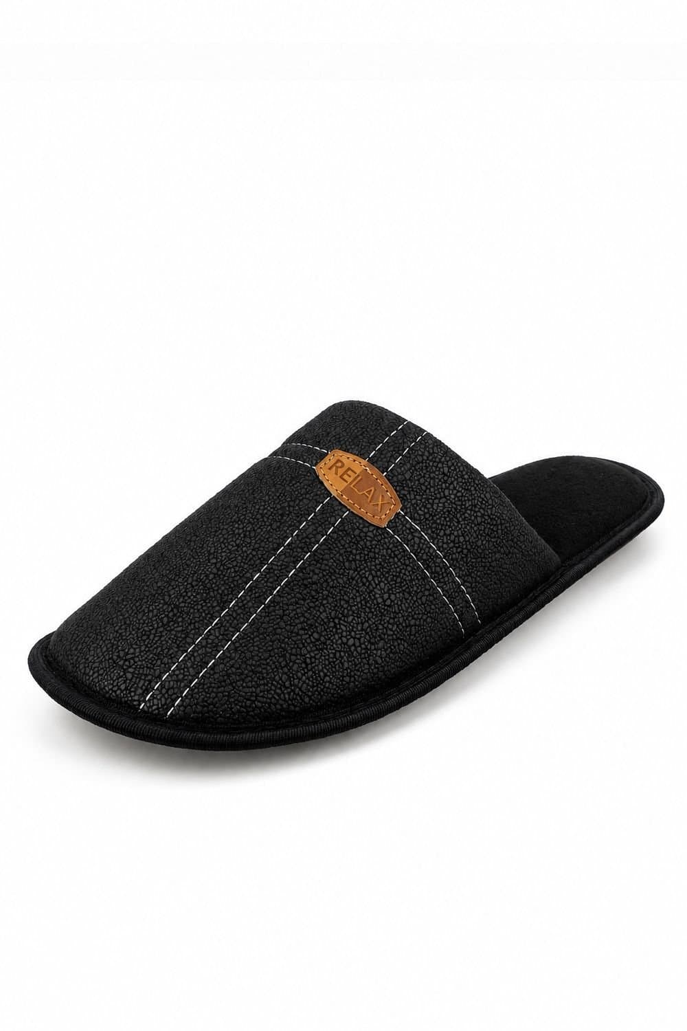 Spot On Spot On Men's Comfort Mule Slippers with Stitched Detail in True Black