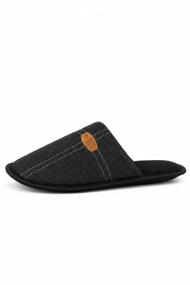 Spot On Spot On Men's Comfort Mule Slippers with Stitched Detail in True Black - 3