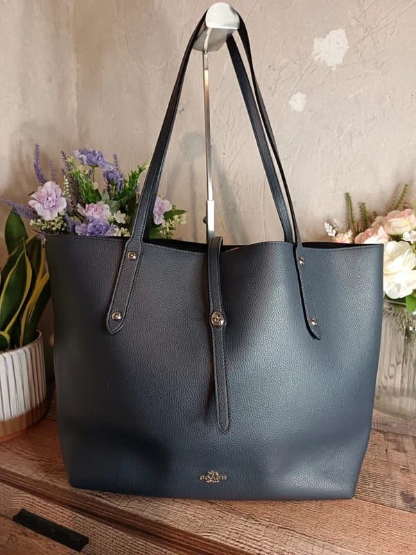 Coach Coach Navy Market Pebble Leather Tote Bag