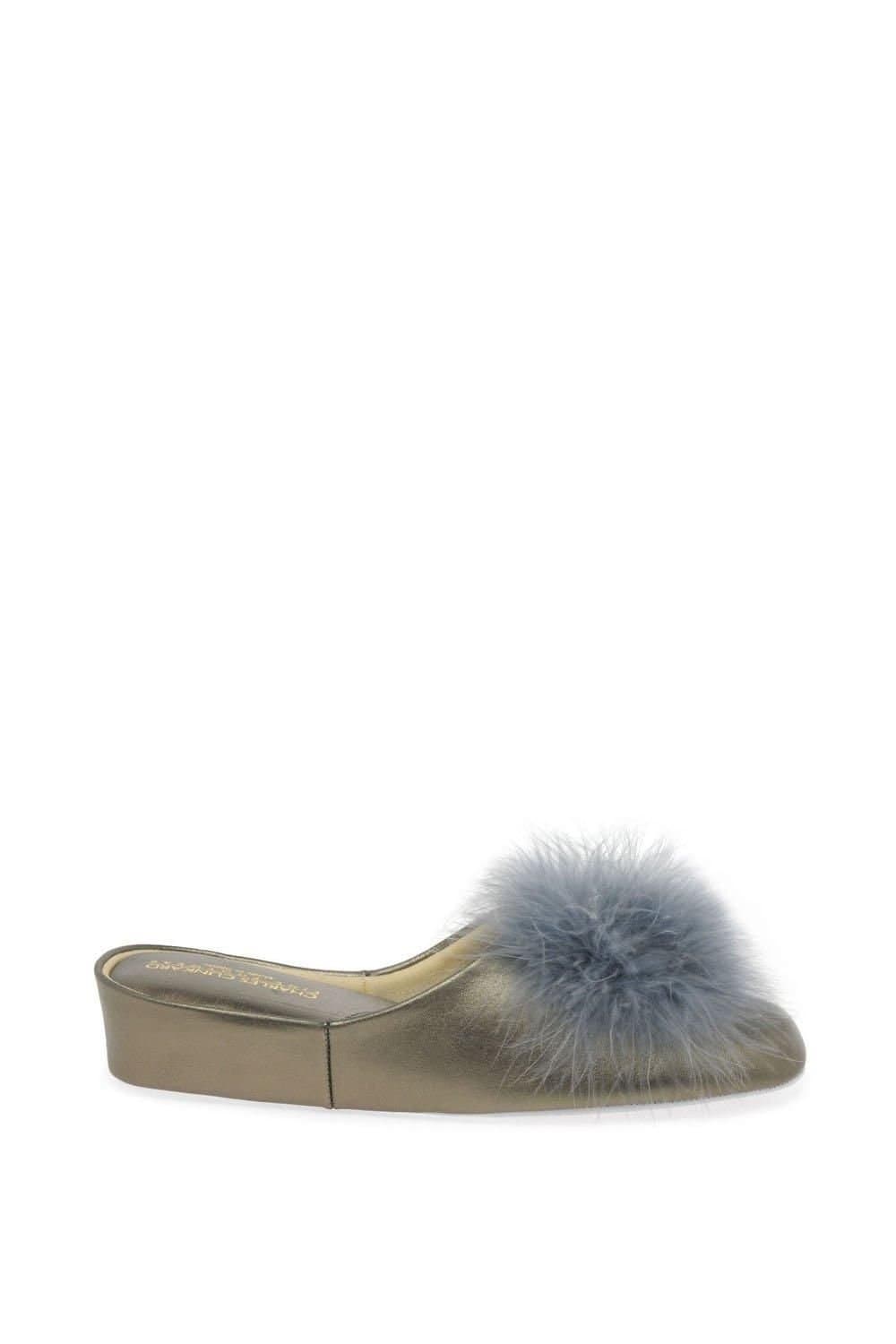 Charles Clinkard Charles Clinkard Women's 'Pom-Pom II' Leather Slipper in Gold