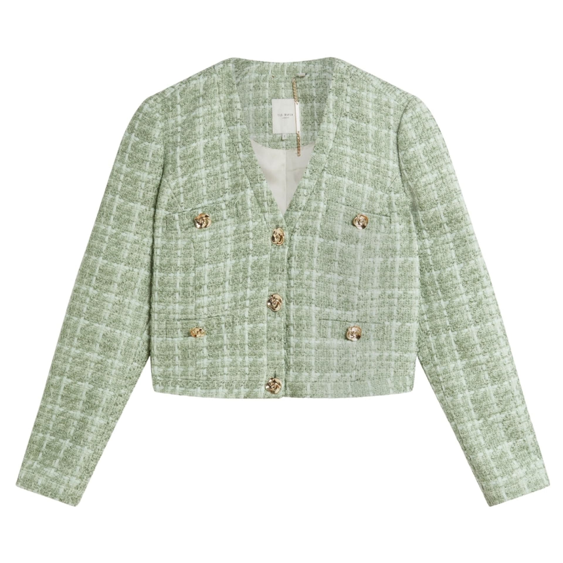Ted Baker Ted Baker Women's Koma Long Sleeve V-neck Cropped Jacket in Mint