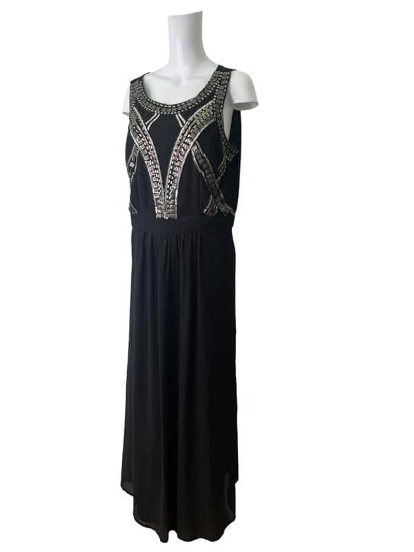 Simply Be Simply be dress size large 16 black maxi sequin chiffon womens new eu44 rrp £29