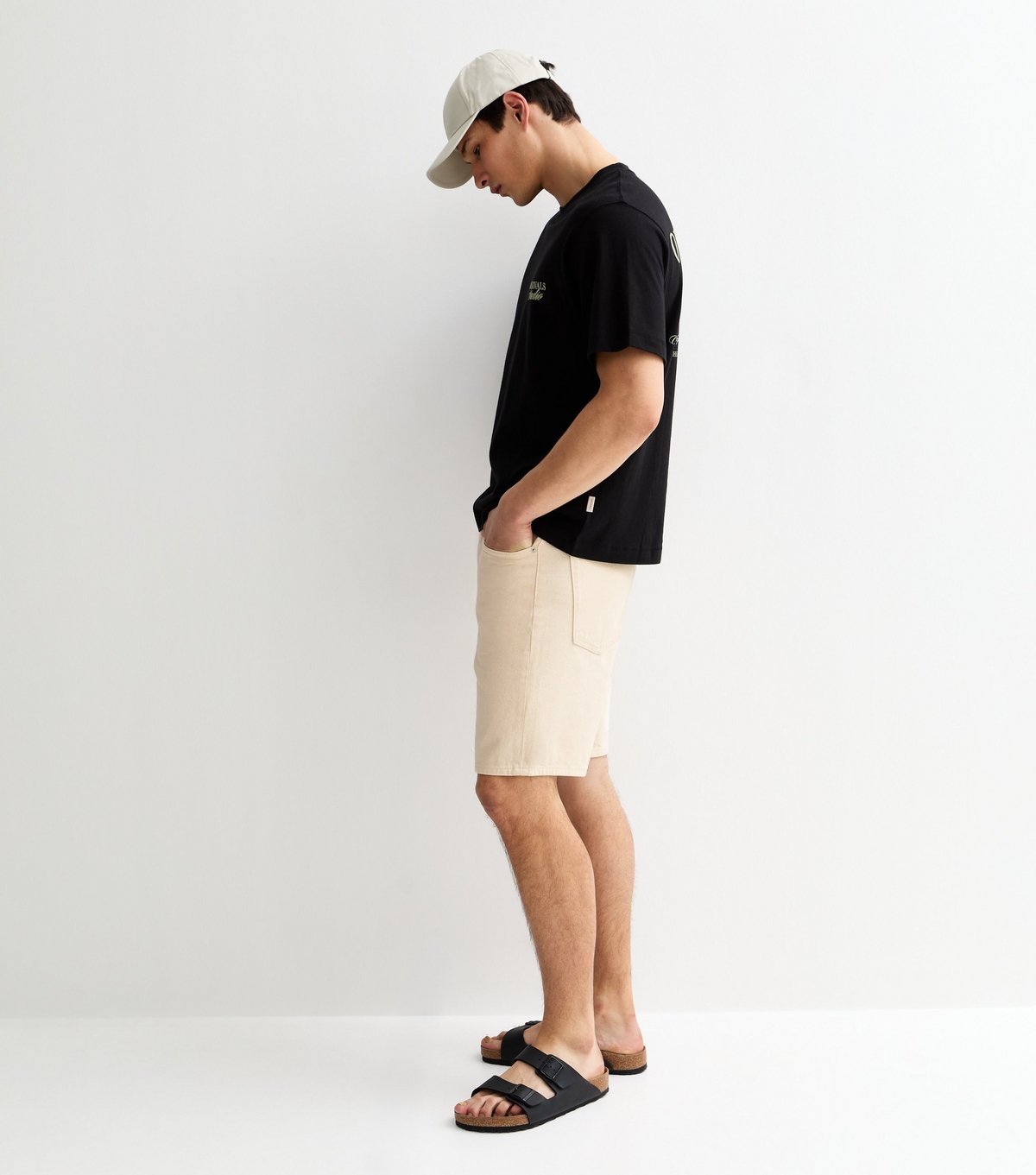 Only and Sons Men's Cream Denim Shorts Only and Sons New Look - 2