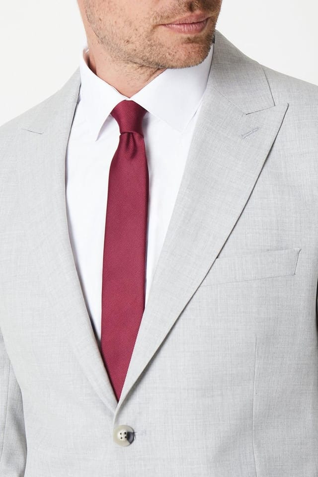 Burton Burton Men's Claret Burgundy Slim Tie - 2