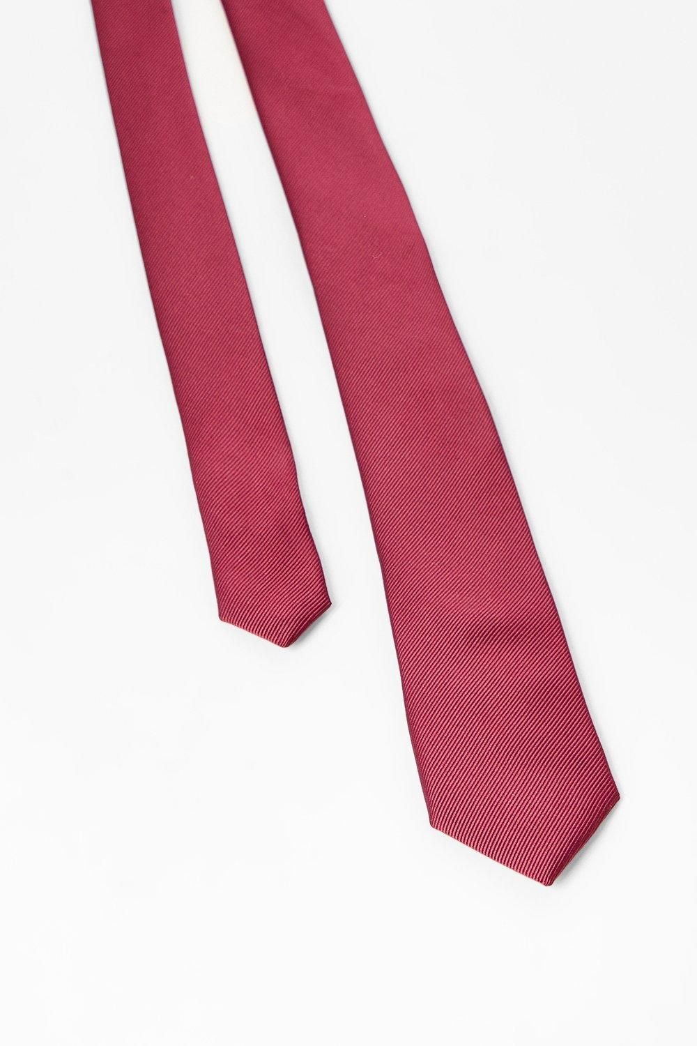 Burton Burton Men's Claret Burgundy Slim Tie - 3