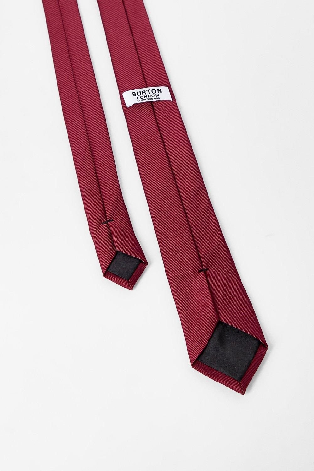 Burton Burton Men's Claret Burgundy Slim Tie - 4