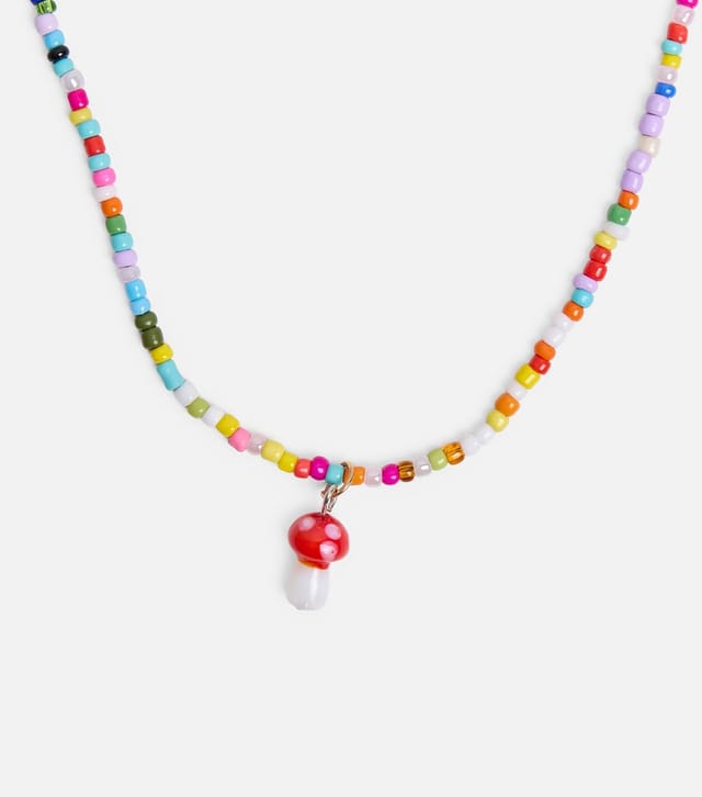 Public Desire Multicoloured Beaded Mushroom Pendant Necklace Public Desire New Look - 2