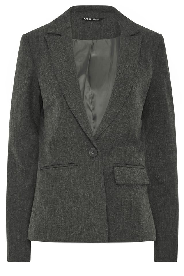 Long Tall Sally Long Tall Sally Women's Tall Button Blazer in Grey - 2